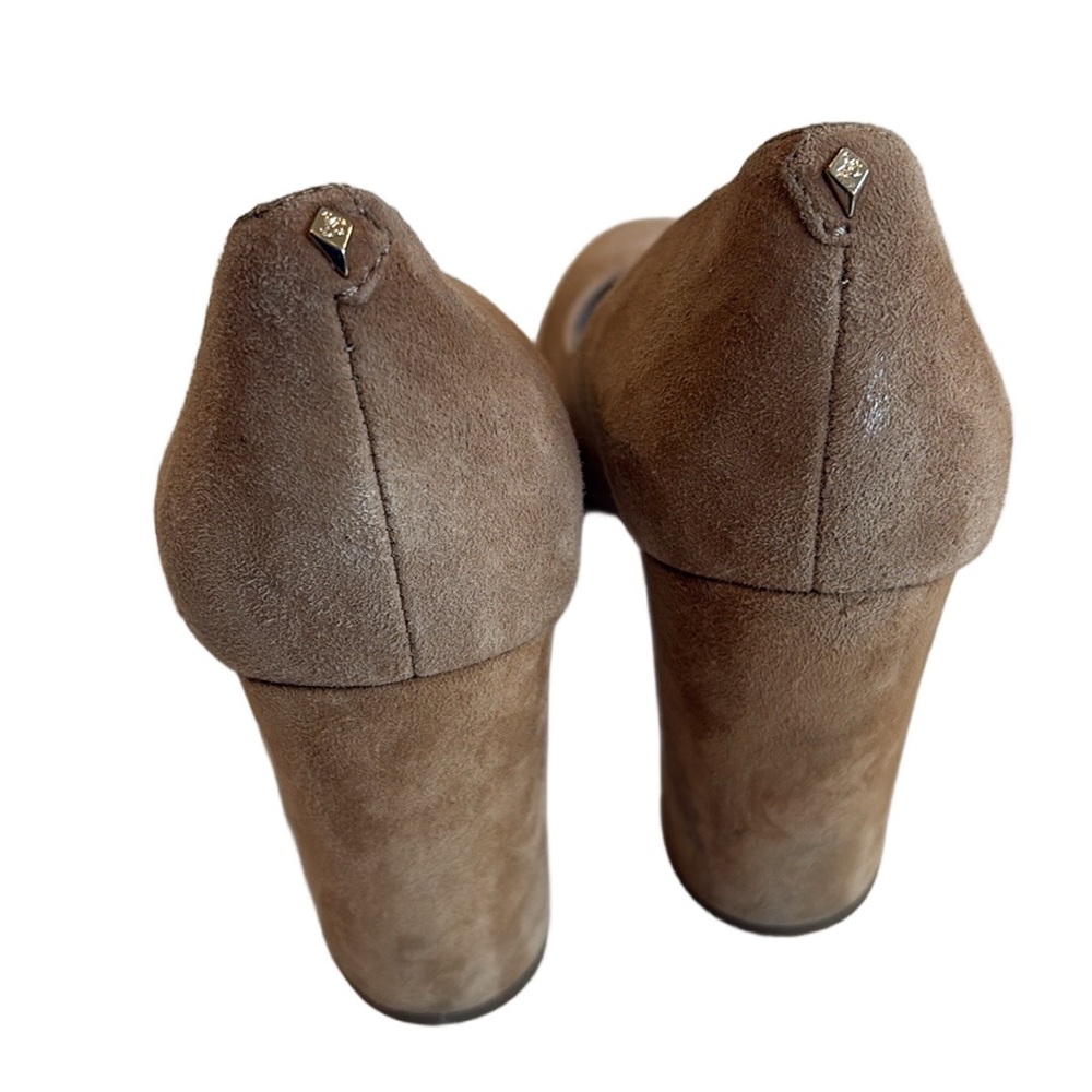 Sam Edelman Size 8 Stillson suede 4” block heel pumps. Camel color neutral chic - Picture 3 of 10